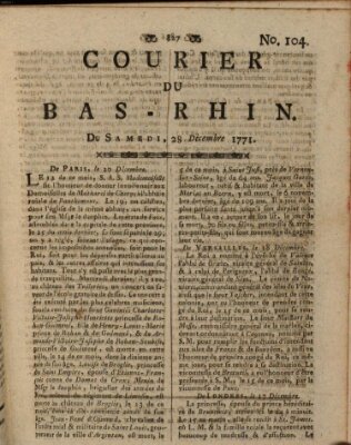 Courier du Bas-Rhin Samstag 28. Dezember 1771