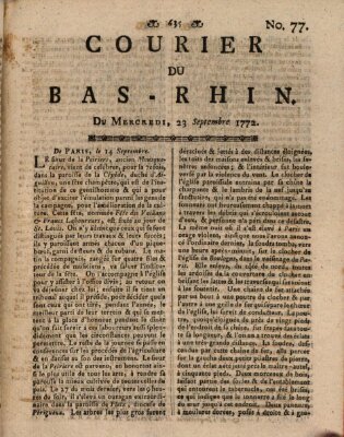 Courier du Bas-Rhin Mittwoch 23. September 1772