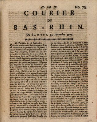 Courier du Bas-Rhin Samstag 26. September 1772