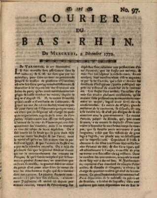 Courier du Bas-Rhin Mittwoch 2. Dezember 1772