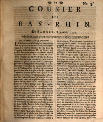 Courier du Bas-Rhin Samstag 8. Januar 1774