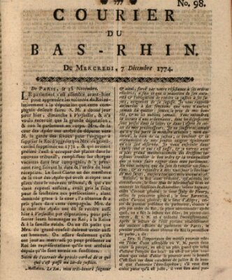 Courier du Bas-Rhin Mittwoch 7. Dezember 1774