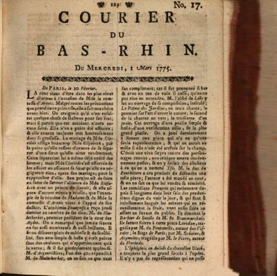 Courier du Bas-Rhin Mittwoch 1. März 1775