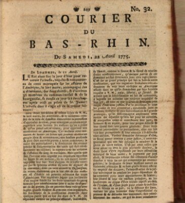 Courier du Bas-Rhin Samstag 22. April 1775