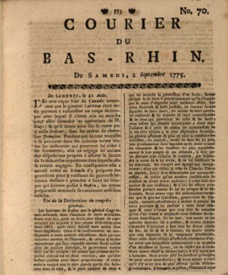 Courier du Bas-Rhin Samstag 2. September 1775