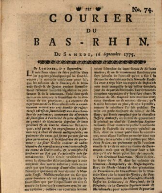 Courier du Bas-Rhin Samstag 16. September 1775