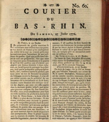 Courier du Bas-Rhin Samstag 27. Juli 1776