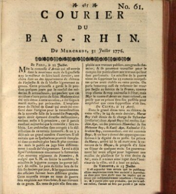 Courier du Bas-Rhin Mittwoch 31. Juli 1776