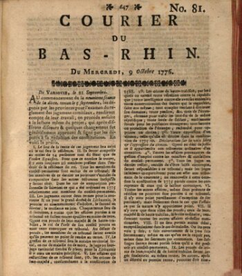 Courier du Bas-Rhin Mittwoch 9. Oktober 1776