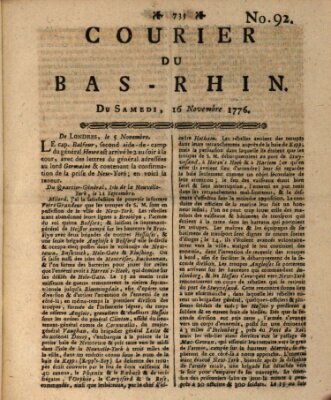 Courier du Bas-Rhin Samstag 16. November 1776