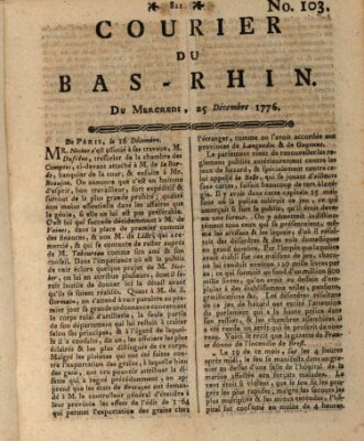 Courier du Bas-Rhin Mittwoch 25. Dezember 1776