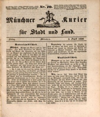 Münchner Kurier für Stadt und Land Freitag 3. August 1838