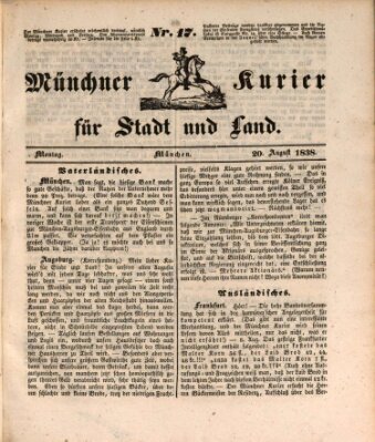 Münchner Kurier für Stadt und Land Montag 20. August 1838