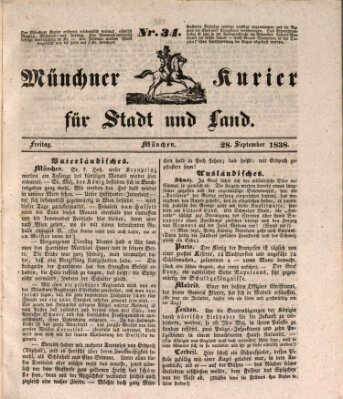 Münchner Kurier für Stadt und Land Freitag 28. September 1838