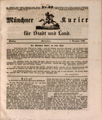 Münchner Kurier für Stadt und Land Montag 3. Dezember 1838