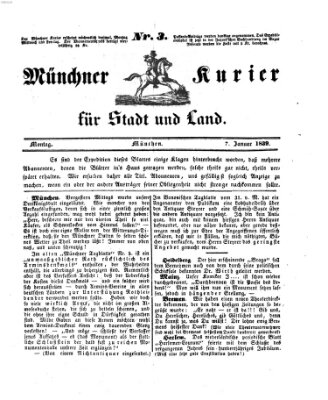 Münchner Kurier für Stadt und Land Montag 7. Januar 1839