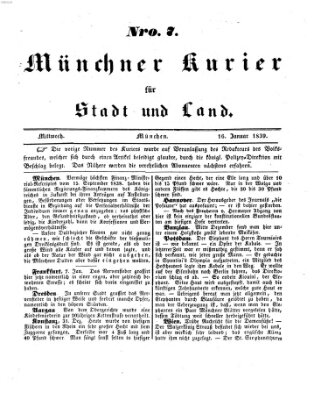 Münchner Kurier für Stadt und Land Mittwoch 16. Januar 1839