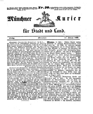 Münchner Kurier für Stadt und Land Freitag 15. Februar 1839