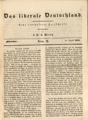 Das Liberale Deutschland (Deutsche Tribüne) Mittwoch 10. August 1831