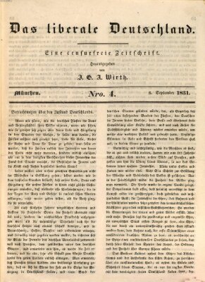 Das Liberale Deutschland (Deutsche Tribüne) Donnerstag 8. September 1831