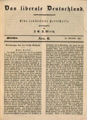 Das Liberale Deutschland (Deutsche Tribüne) Donnerstag 10. November 1831