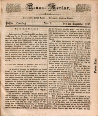 Donau-Merkur Dienstag 22. Dezember 1835