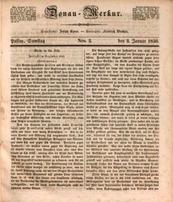 Donau-Merkur Samstag 2. Januar 1836