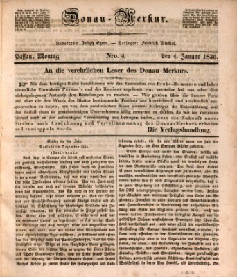 Donau-Merkur Montag 4. Januar 1836