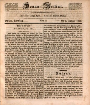 Donau-Merkur Dienstag 5. Januar 1836