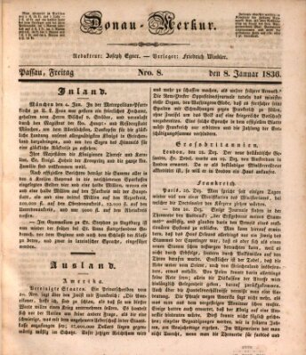 Donau-Merkur Freitag 8. Januar 1836