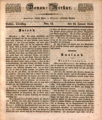 Donau-Merkur Dienstag 12. Januar 1836