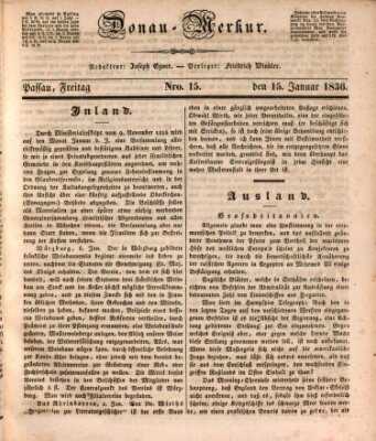 Donau-Merkur Freitag 15. Januar 1836