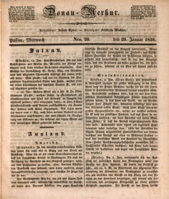 Donau-Merkur Mittwoch 20. Januar 1836