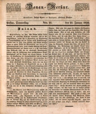 Donau-Merkur Donnerstag 21. Januar 1836