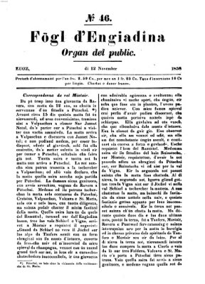 Fögl d'Engiadina Freitag 12. November 1858