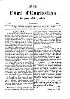 Fögl d'Engiadina Freitag 19. August 1859