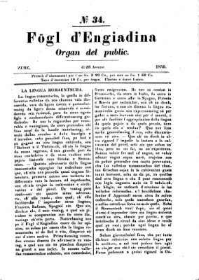 Fögl d'Engiadina Freitag 26. August 1859