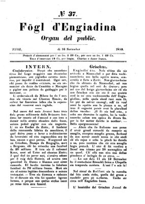 Fögl d'Engiadina Freitag 16. September 1859