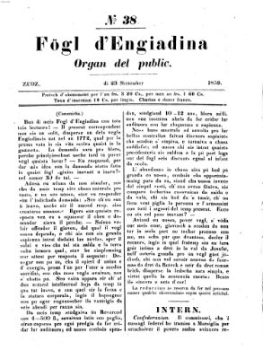 Fögl d'Engiadina Freitag 23. September 1859