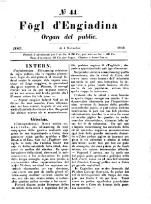 Fögl d'Engiadina Freitag 4. November 1859