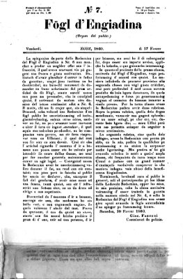 Fögl d'Engiadina Freitag 17. Februar 1860