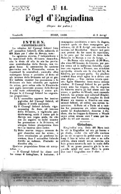 Fögl d'Engiadina Donnerstag 5. April 1860