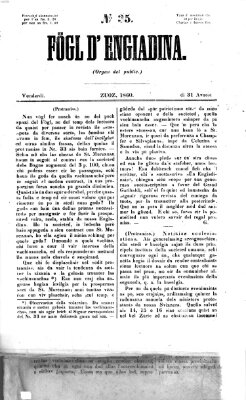 Fögl d'Engiadina Freitag 31. August 1860