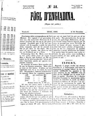 Fögl d'Engiadina Freitag 21. Dezember 1860