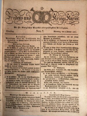 Der Friedens- u. Kriegs-Kurier (Nürnberger Friedens- und Kriegs-Kurier) Dienstag 8. Januar 1822