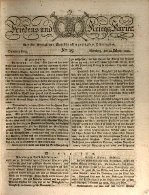 Der Friedens- u. Kriegs-Kurier (Nürnberger Friedens- und Kriegs-Kurier) Donnerstag 14. Februar 1822