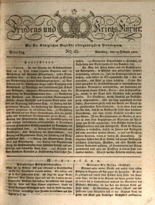 Der Friedens- u. Kriegs-Kurier (Nürnberger Friedens- und Kriegs-Kurier) Dienstag 19. Februar 1822