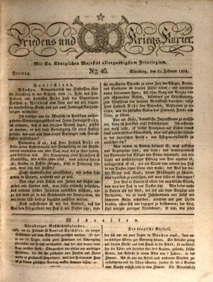 Der Friedens- u. Kriegs-Kurier (Nürnberger Friedens- und Kriegs-Kurier) Freitag 22. Februar 1822