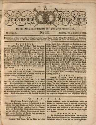 Der Friedens- u. Kriegs-Kurier (Nürnberger Friedens- und Kriegs-Kurier) Mittwoch 4. September 1822