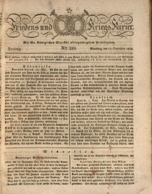 Der Friedens- u. Kriegs-Kurier (Nürnberger Friedens- und Kriegs-Kurier) Freitag 13. September 1822